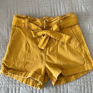 Express size 6 Extreme High Rise Shortie Yellow